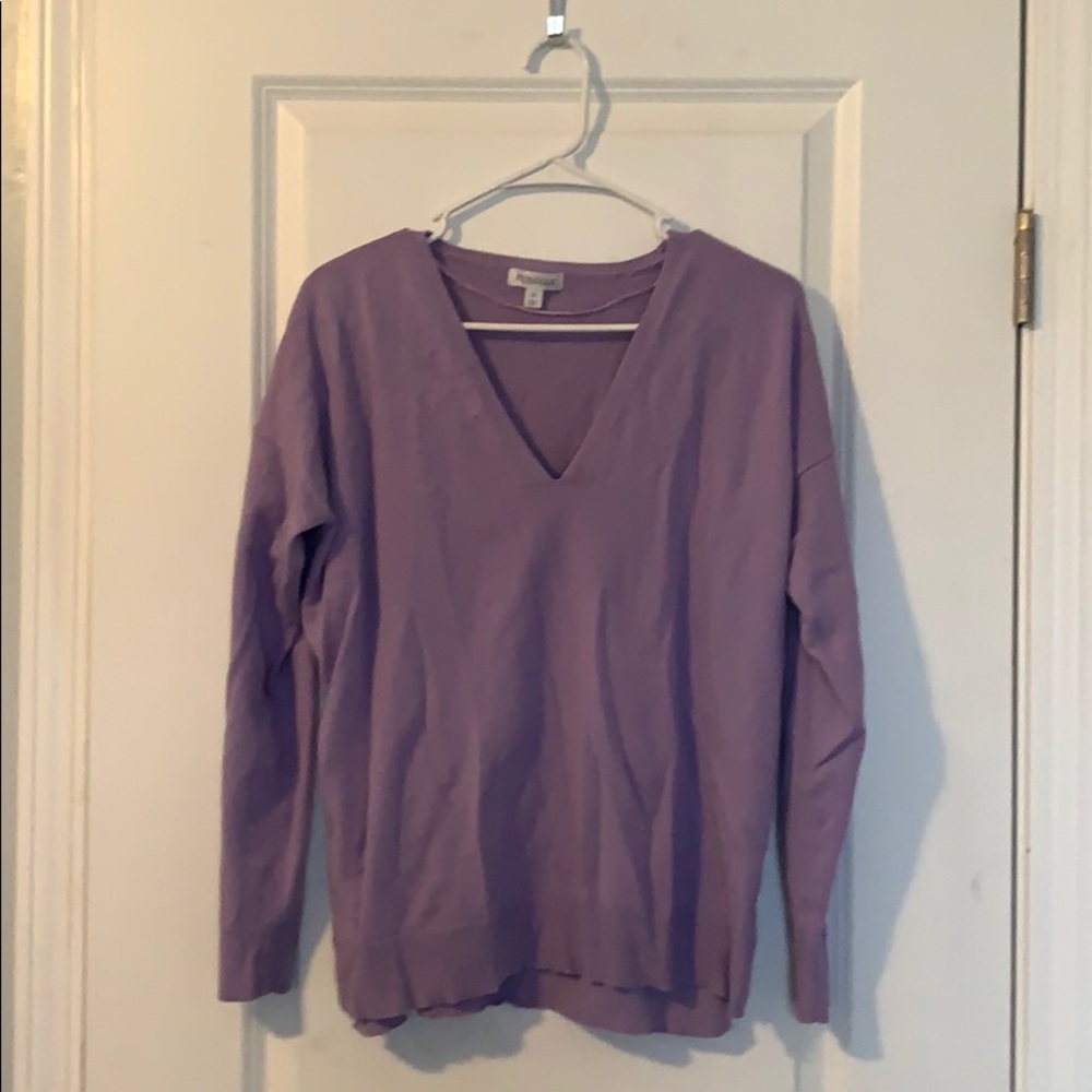 Purple V-Neck Long-Sleeve Sweater